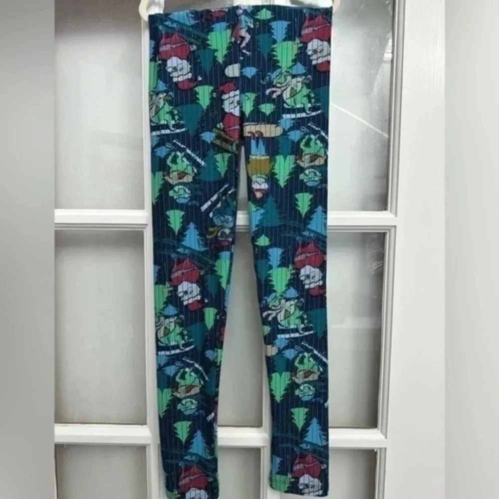 LuLaRoe Christmas Xmas Holiday Collection Santa Leggings Kids Youth Size L/XL